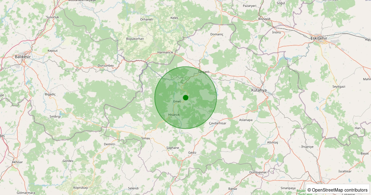04 Kasım 2025 saat 18:04 - Emet - Köprücek Köyü - 1.40ml depreminin harita gösterimi