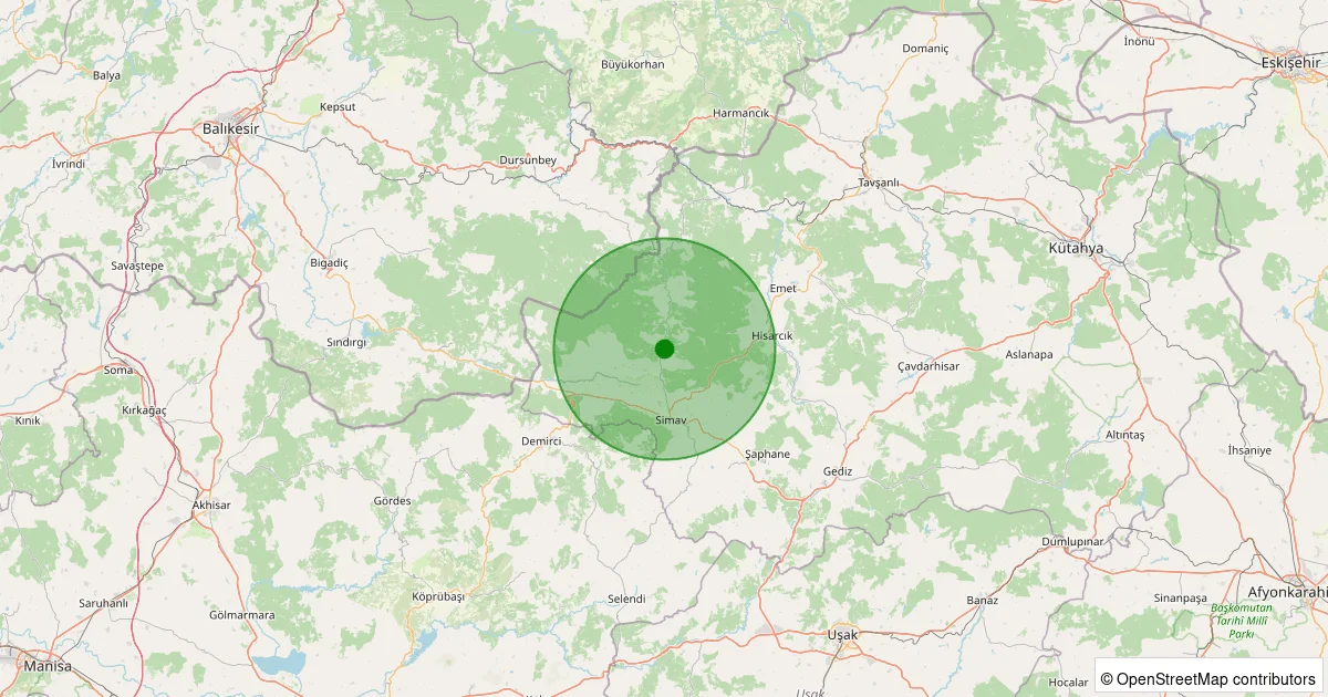 07 Ekim 2025 saat 16:18 - Simav - Yemişli Köyü - 1.50ml depreminin harita gösterimi