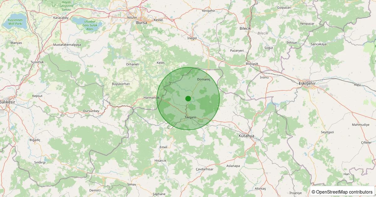 07 Ekim 2025 saat 13:19 - Tavşanlı - Tunçbilek Köyü - 1.10ml depreminin harita gösterimi