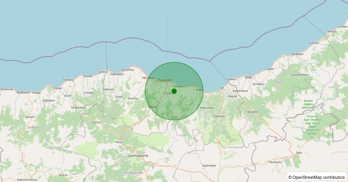 04 Kasım 2025 saat 23:20 - Yomra - İkisu Köyü - 2.40ml depreminin harita gösterimi