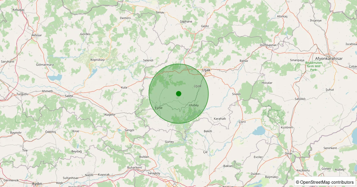 07 Ekim 2025 saat 12:52 - Eşme - Katrancılar Köyü - 1.10ml depreminin harita gösterimi