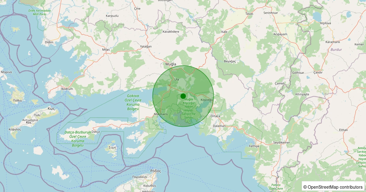 05 Kasım 2025 saat 00:53 - Ula - Kızılyaka - 1.10ml depreminin harita gösterimi