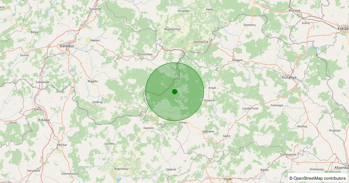 07 Ekim 2025 saat 12:18 - Simav - Ortacı Köyü - 1.60ml depreminin harita gösterimi