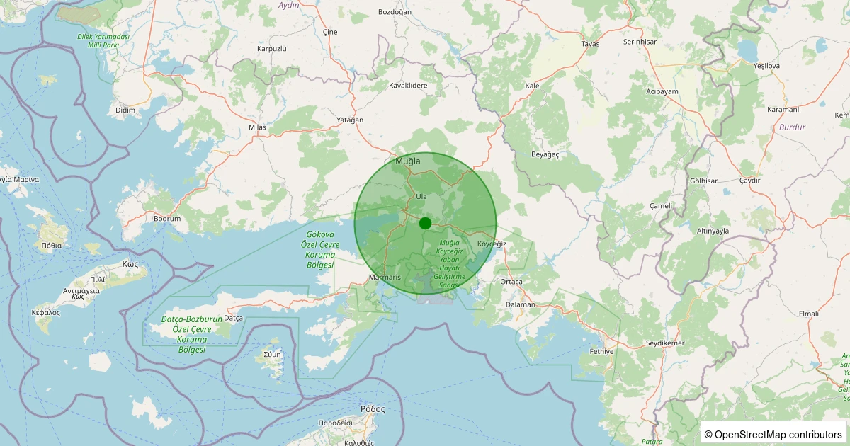 05 Kasım 2025 saat 00:48 - Ula - Esentepe Köyü - 0.80ML depreminin harita gösterimi