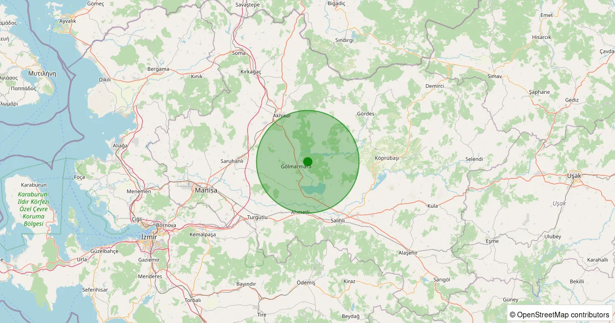 08 Ekim 2025 saat 11:45 - Gölmarmara - 1.40ml depreminin harita gösterimi