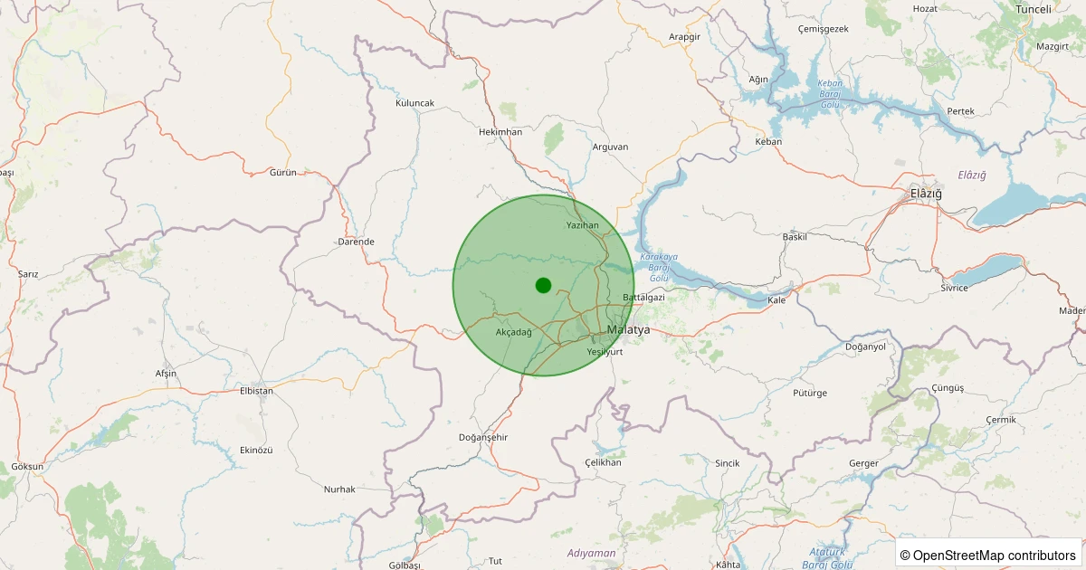 05 Kasım 2025 saat 04:21 - Akçadağ - Yukarıörükçü - 0.90ML depreminin harita gösterimi