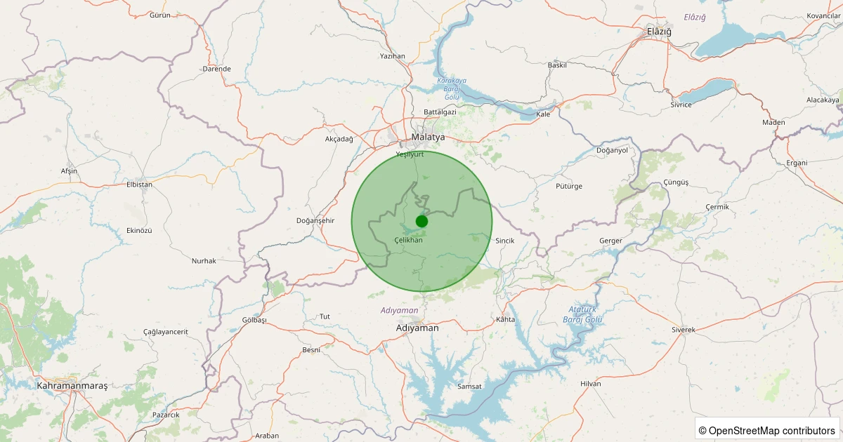 05 Kasım 2025 saat 05:33 - Çelikhan - Bozgedık Köyü - 1.10ml depreminin harita gösterimi
