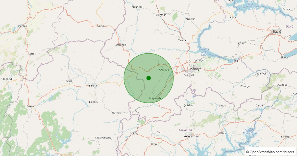 05 Kasım 2025 saat 10:03 - Akçadağ - Ortaköy - 1.90ml depreminin harita gösterimi