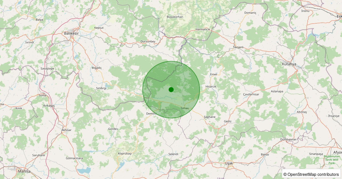 05 Kasım 2025 saat 11:32 - Simav - 1.90ml depreminin harita gösterimi