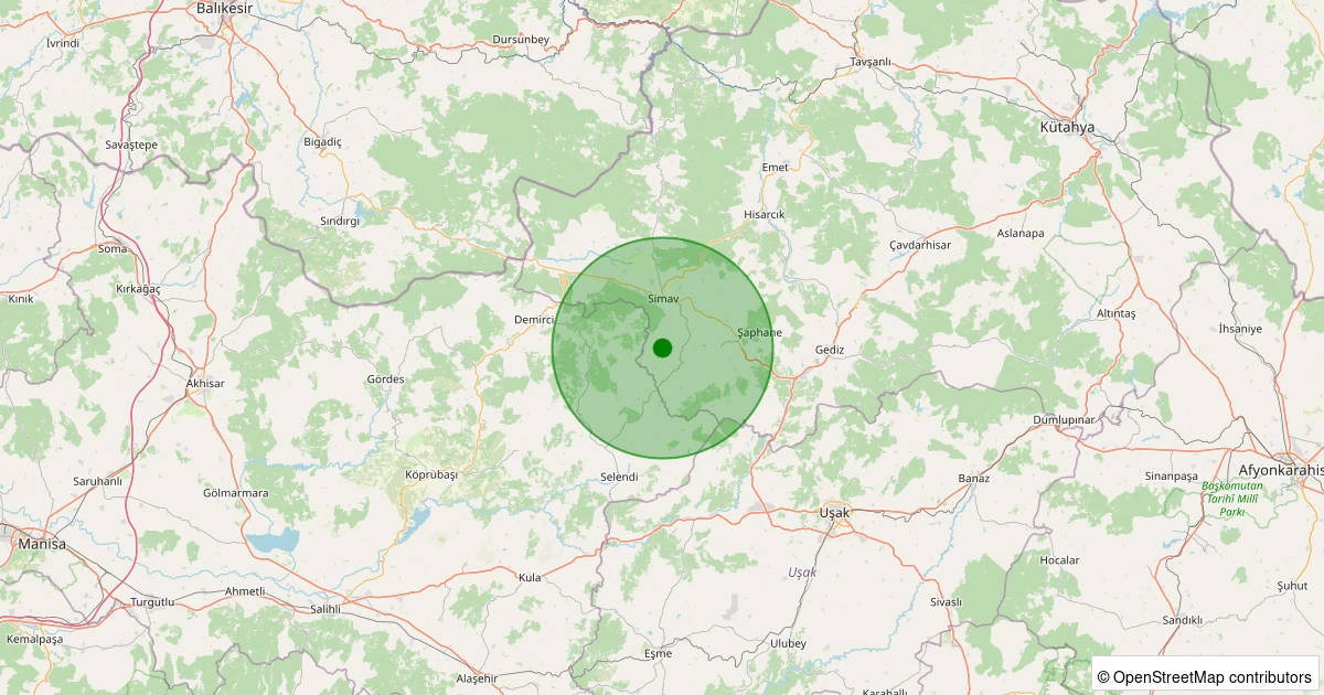 05 Kasım 2025 saat 14:30 - Simav - Hıdırdivanı Köyü - 1.00ml depreminin harita gösterimi