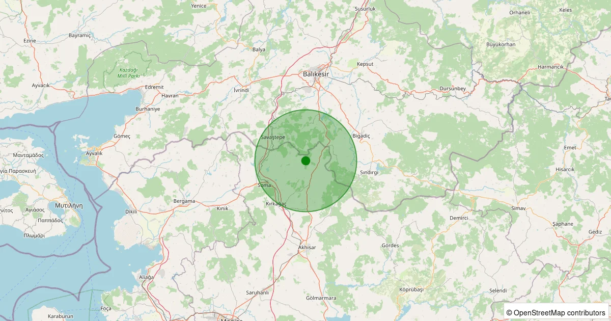 08 Ekim 2025 saat 11:54 - Kırkağaç - Hamidiye - 1.80ml depreminin harita gösterimi
