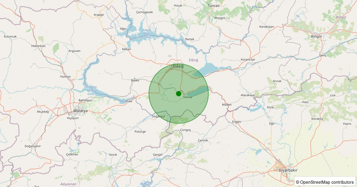 05 Kasım 2025 saat 16:17 - Sivrice - Alıncık Köyü - 2.80ml depreminin harita gösterimi