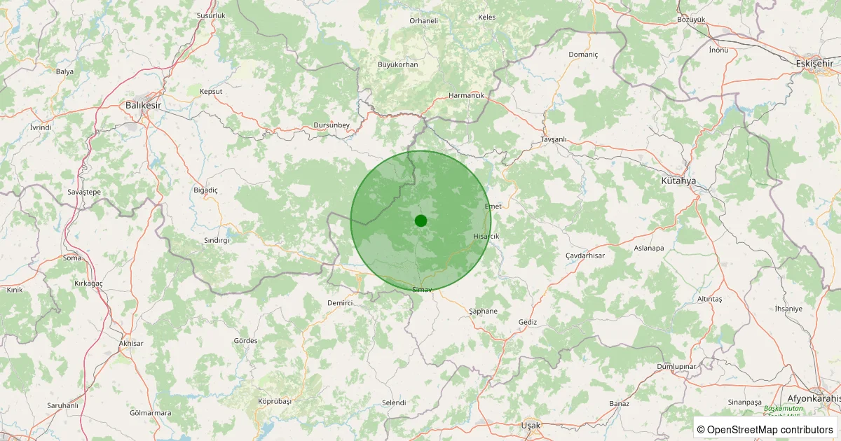 08 Ekim 2025 saat 12:02 - Simav - Eğdemir Köyü - 1.40ML depreminin harita gösterimi