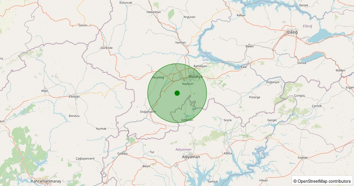 05 Kasım 2025 saat 22:16 - Yeşilyurt - Atalar - 1.00ml depreminin harita gösterimi
