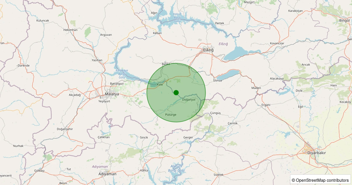 05 Kasım 2025 saat 23:57 - Sivrice - Gelindere Köyü - 1.00ml depreminin harita gösterimi