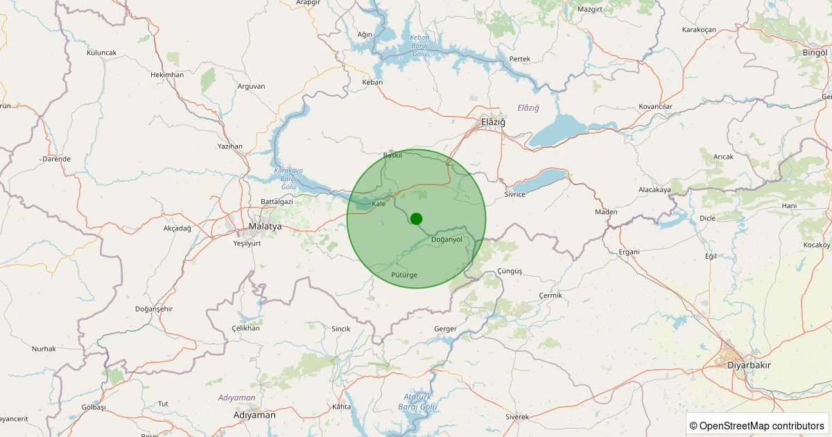 06 Kasım 2025 saat 00:23 - Sivrice - Gelindere Köyü - 0.80ML depreminin harita gösterimi