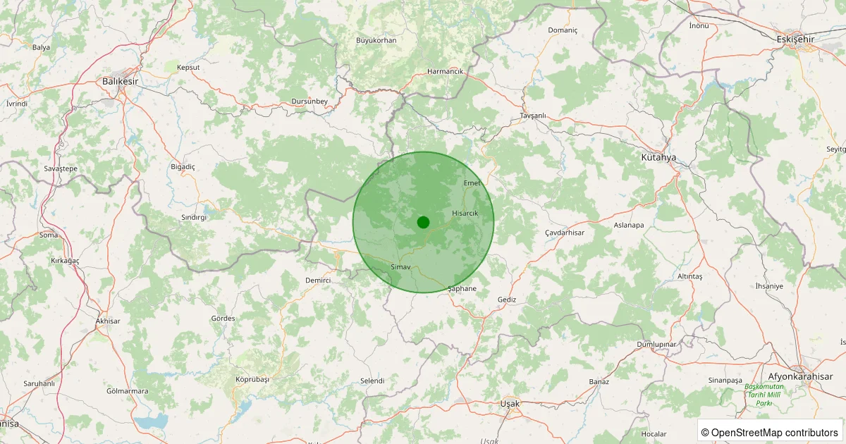 08 Ekim 2025 saat 14:16 - Hisarcık - Güldüren Köyü - 1.40ml depreminin harita gösterimi