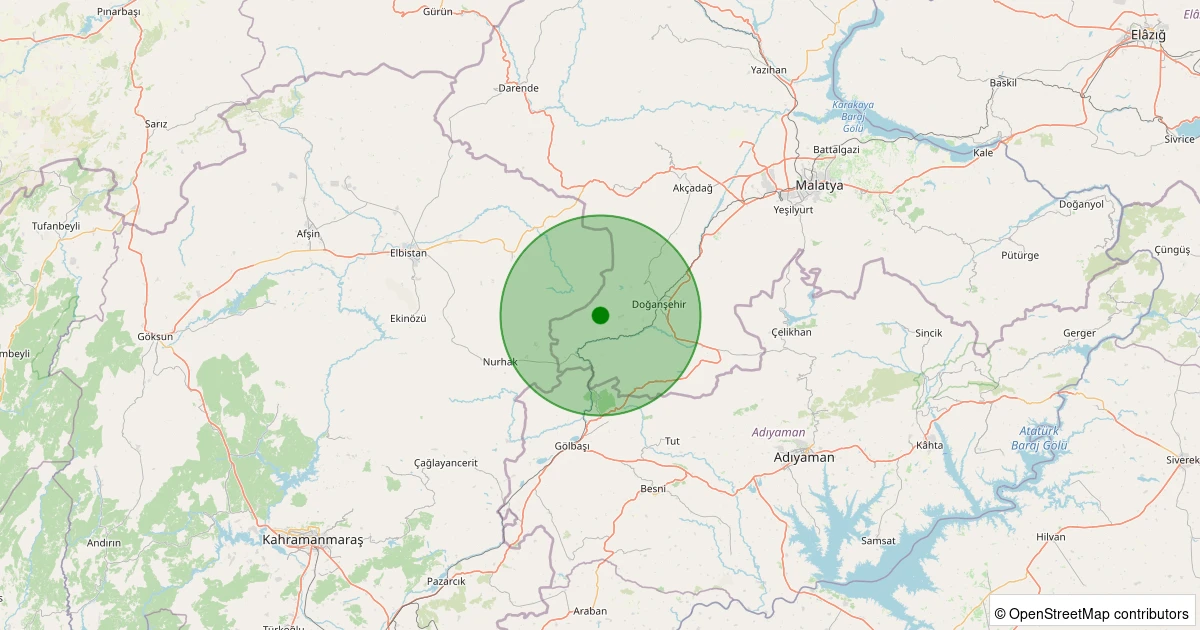 06 Kasım 2025 saat 02:37 - Doğanşehir - Elmalı - 1.00ml depreminin harita gösterimi