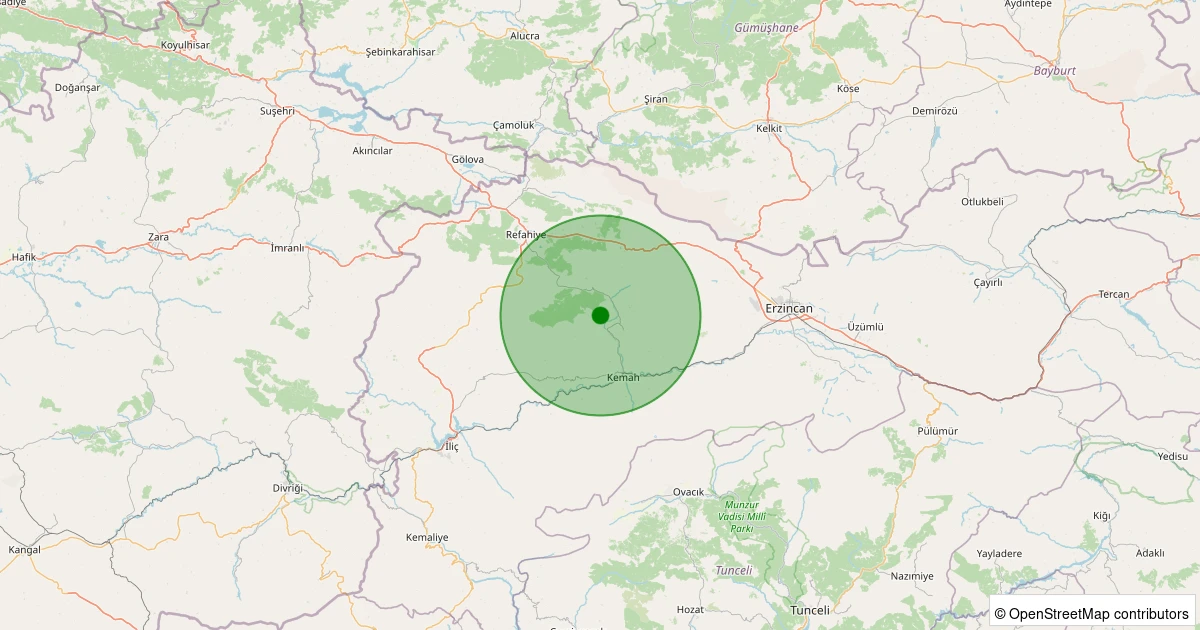 06 Kasım 2025 saat 03:07 - Kemah - Ağaçsaray Köyü - 1.80ml depreminin harita gösterimi