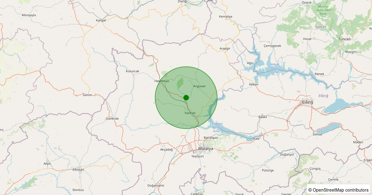 06 Kasım 2025 saat 04:46 - Hekimhan - Aksütlü Köyü - 1.10ml depreminin harita gösterimi