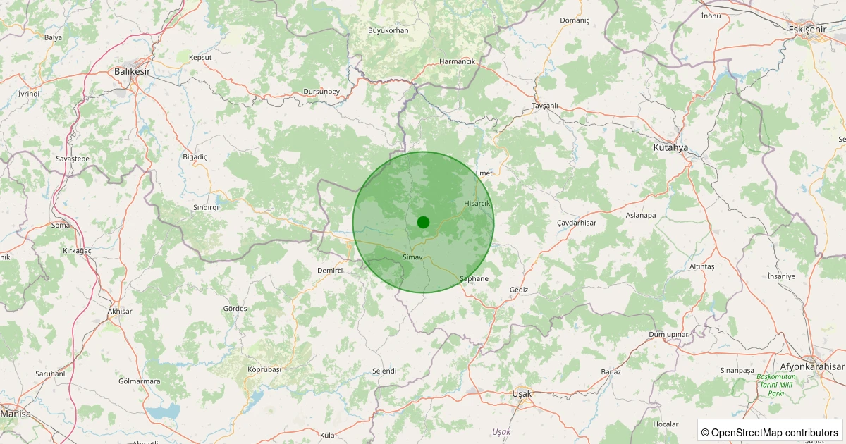 06 Kasım 2025 saat 09:35 - Simav - Eğirler Köyü - 1.40ml depreminin harita gösterimi
