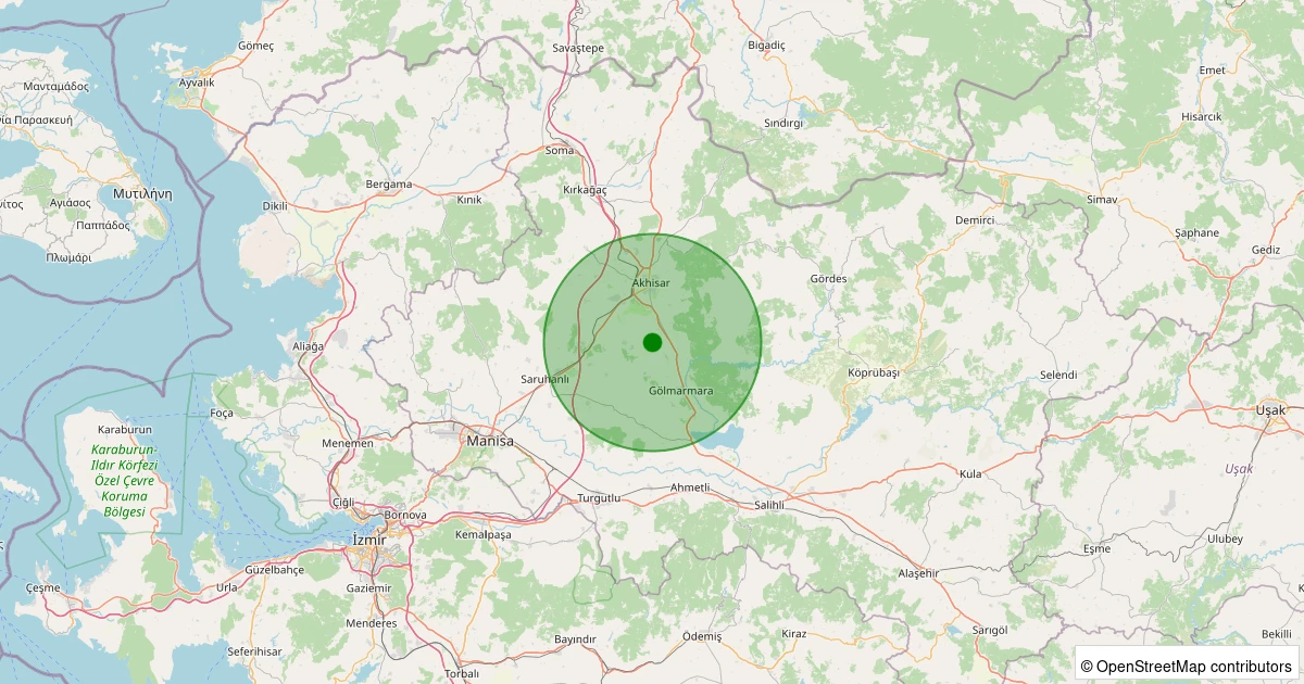 06 Kasım 2025 saat 09:10 - Akhisar - Sazoba Köyü - 1.70ml depreminin harita gösterimi