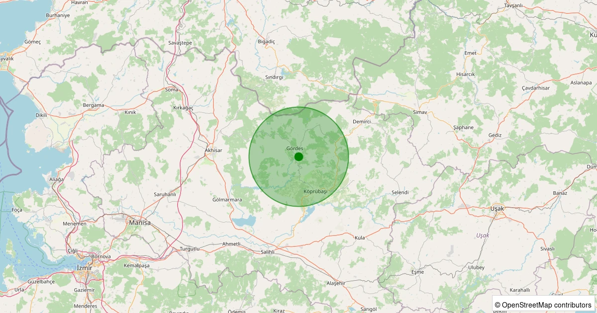 06 Kasım 2025 saat 09:59 - Gördes - Kurtuluş - 1.50ml depreminin harita gösterimi