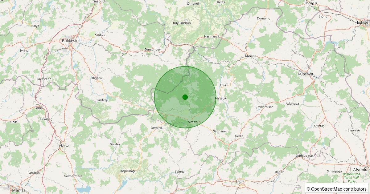 08 Ekim 2025 saat 16:06 - Simav - Karakoca Köyü - 1.60ml depreminin harita gösterimi