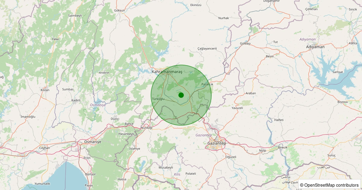 06 Kasım 2025 saat 11:01 - Dulkadiroğlu - Alibeyuşağı - 1.60ml depreminin harita gösterimi