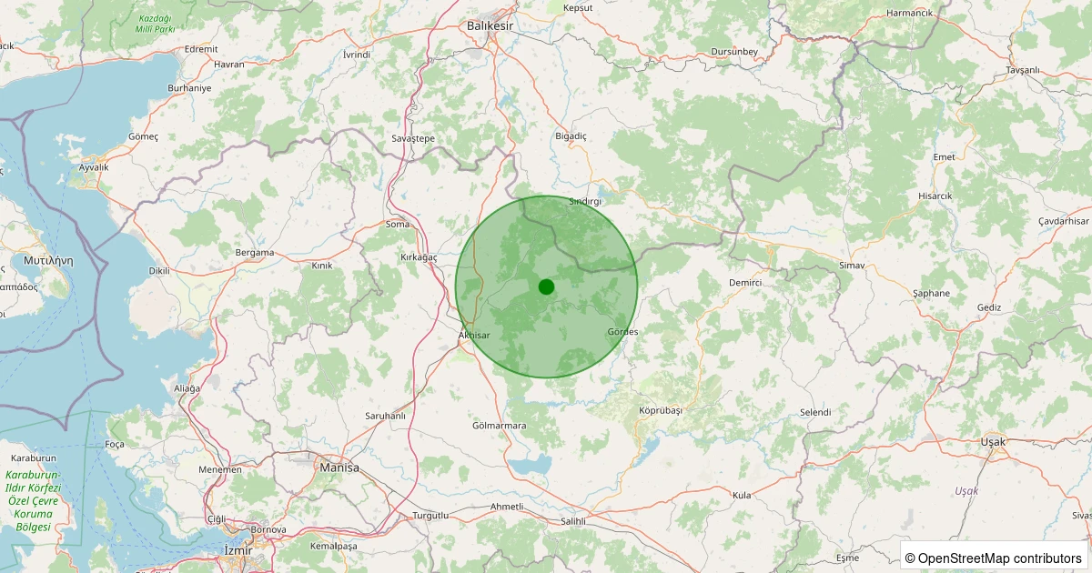 06 Kasım 2025 saat 11:41 - Akhisar - Kömürcü Köyü - 1.20ml depreminin harita gösterimi