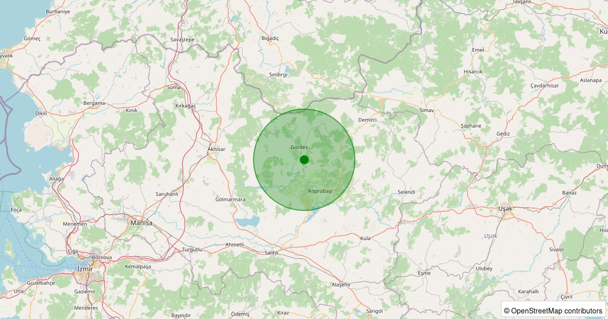 06 Kasım 2025 saat 13:25 - Gördes - Kurtuluş - 2.20ml depreminin harita gösterimi