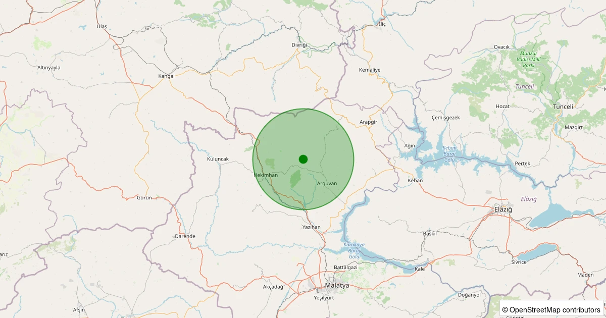 06 Kasım 2025 saat 15:44 - Hekimhan - Ballıkaya Köyü - 1.80ml depreminin harita gösterimi