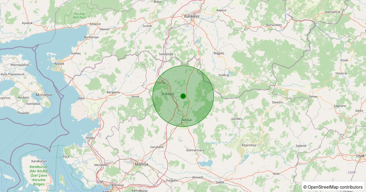06 Kasım 2025 saat 15:47 - Kırkağaç - İlyaslar - 1.30ml depreminin harita gösterimi