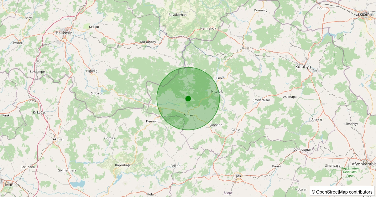 06 Kasım 2025 saat 15:37 - Simav - Eğirler Köyü - 1.30ml depreminin harita gösterimi