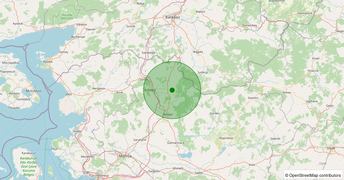06 Kasım 2025 saat 16:37 - Kırkağaç - Alıfakı - 1.00ml depreminin harita gösterimi