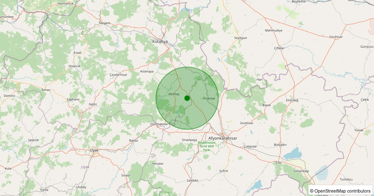 06 Kasım 2025 saat 16:58 - Altıntaş - Yolçatı Köyü - 1.40ml depreminin harita gösterimi
