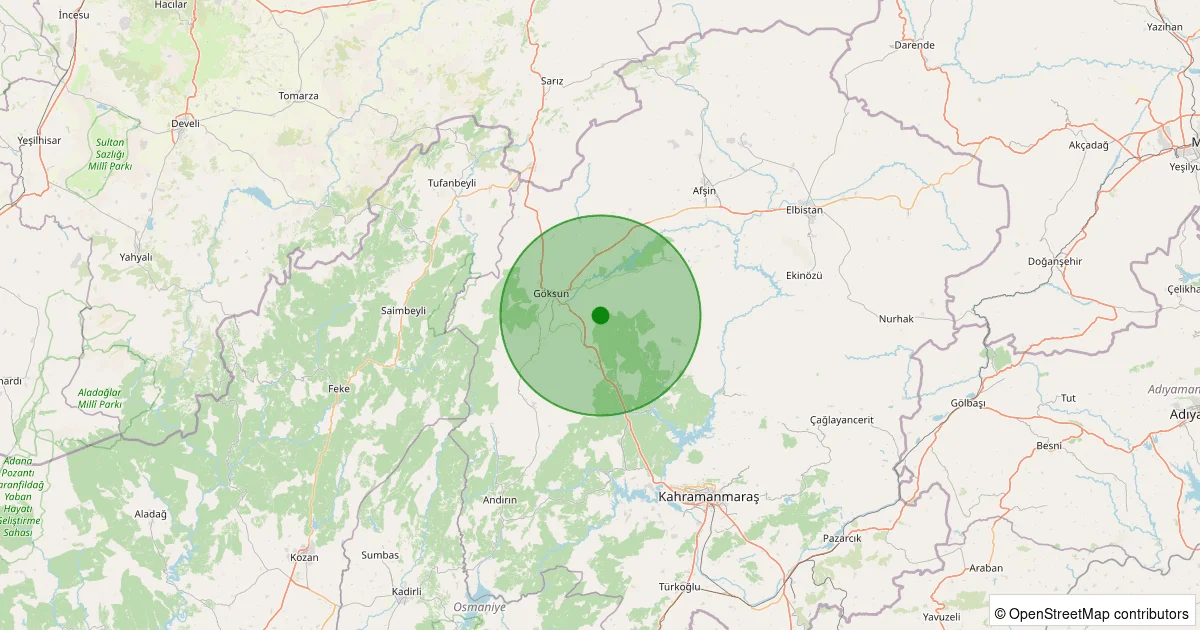 08 Ekim 2025 saat 20:43 - Onikişubat - Kurucaova - 1.40ML depreminin harita gösterimi