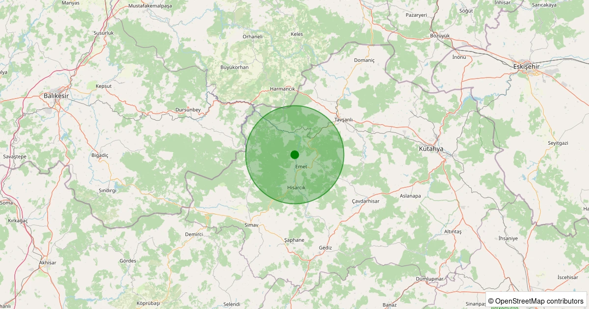 07 Kasım 2025 saat 05:14 - Emet - Eğrigöz Kalehisar - 1.00ml depreminin harita gösterimi