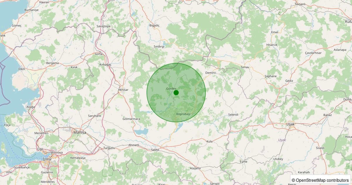 07 Kasım 2025 saat 09:42 - Gördes - Kurtuluş - 2.20ml depreminin harita gösterimi