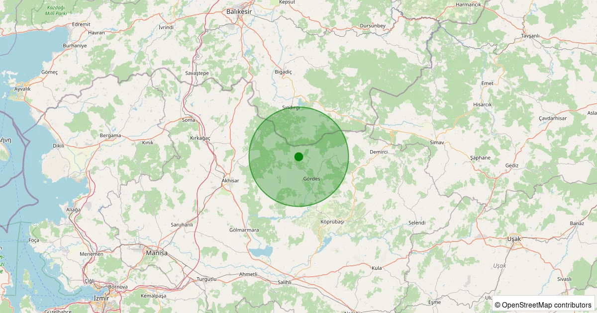 08 Ekim 2025 saat 22:32 - Gördes - Kalemoğlu - 1.20ml depreminin harita gösterimi