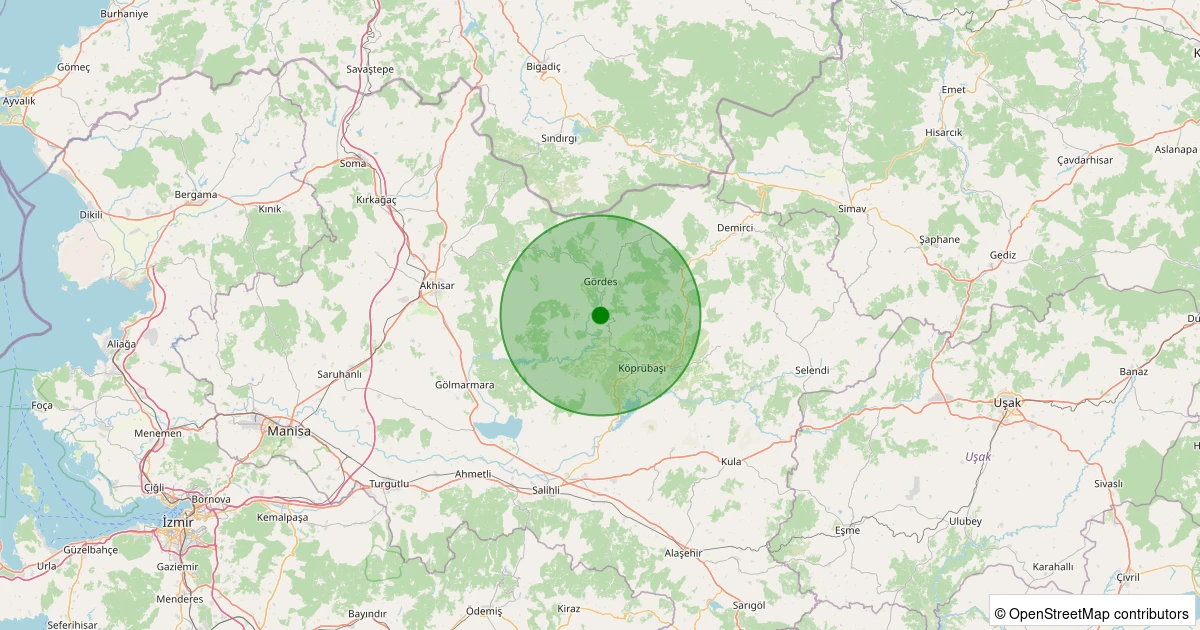 07 Kasım 2025 saat 10:09 - Gördes - Kürekçi - 0.70ML depreminin harita gösterimi
