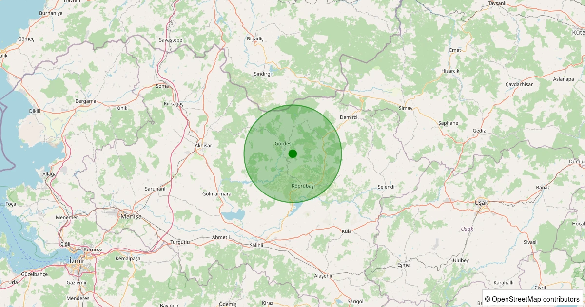 07 Kasım 2025 saat 11:47 - Gördes - Kaşıkçı - 1.80ml depreminin harita gösterimi