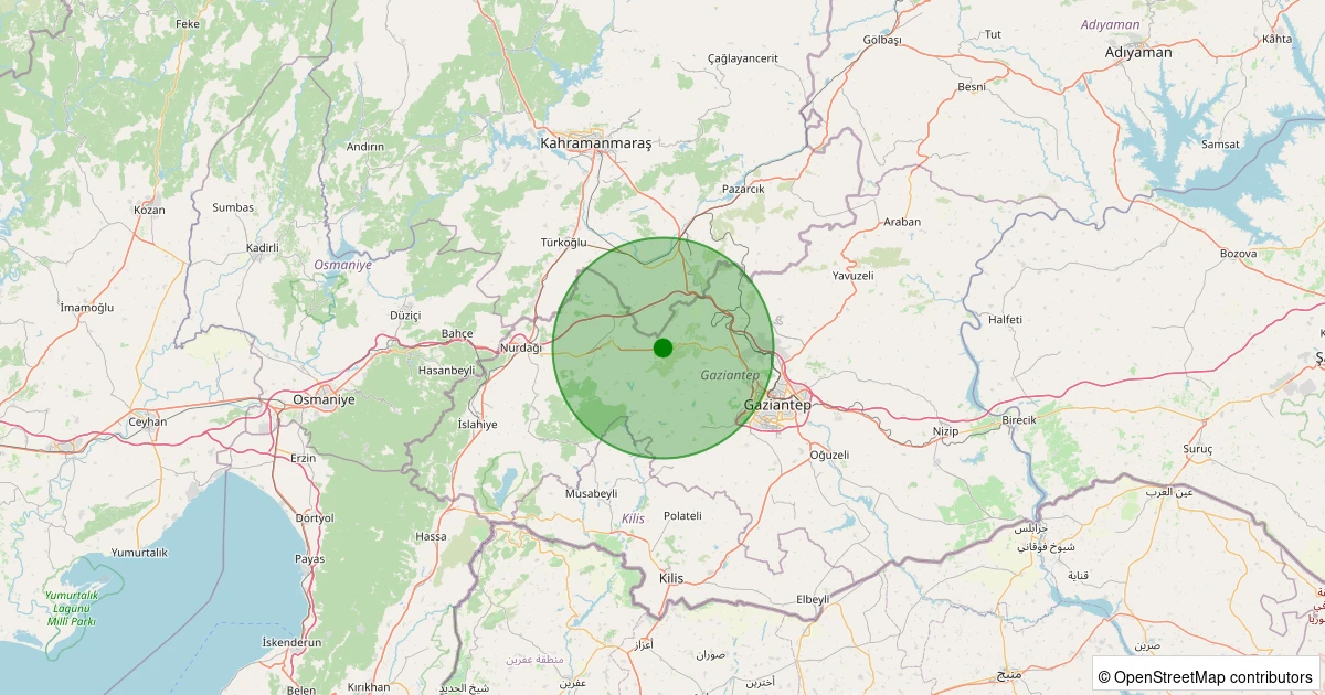 07 Kasım 2025 saat 12:03 - Şehitkamil - Yamaçoba - 1.30ML depreminin harita gösterimi