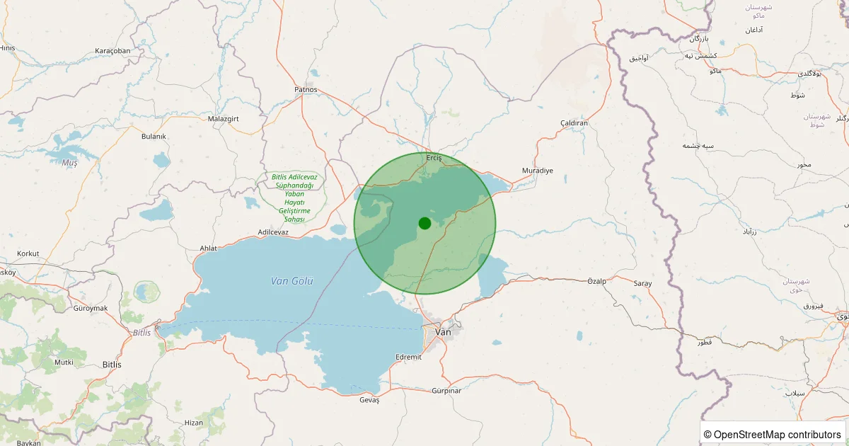 08 Ekim 2025 saat 20:55 - Tuşba - Halkalı - 2.00ml depreminin harita gösterimi