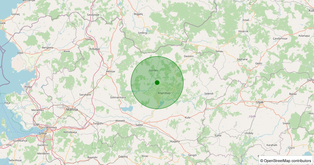 07 Kasım 2025 saat 13:15 - Gördes - Kıymık - 1.10ml depreminin harita gösterimi