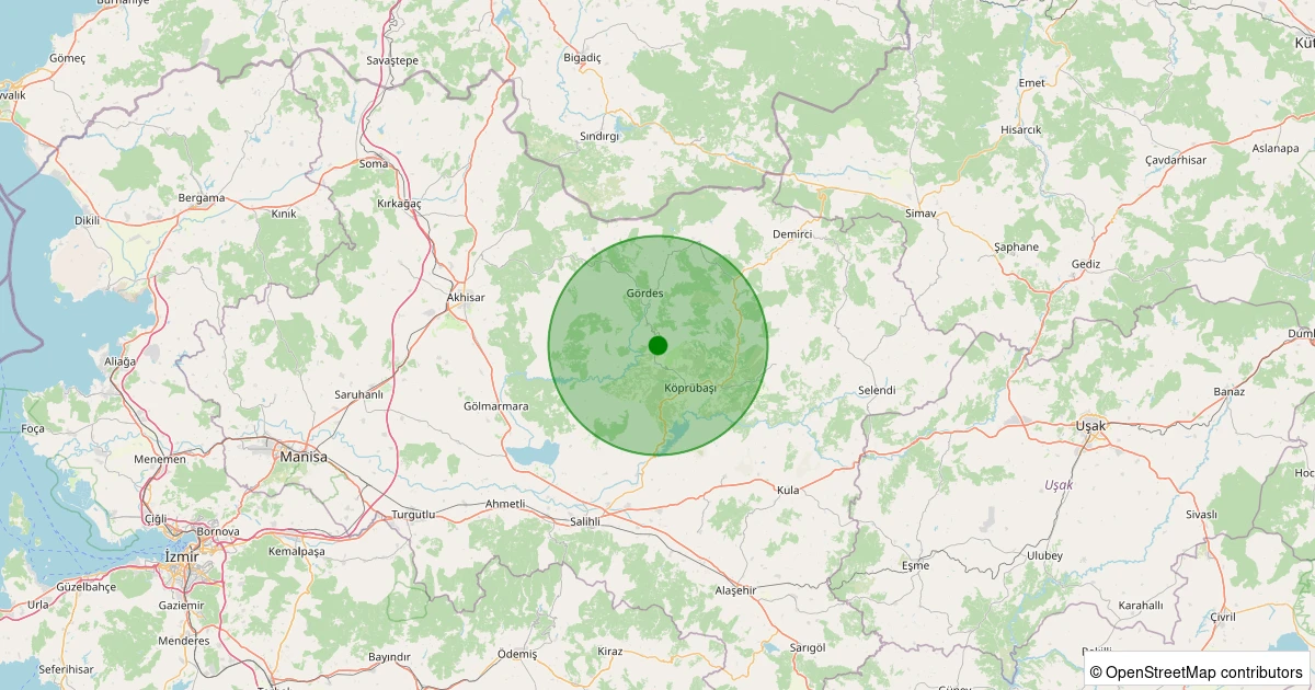 07 Kasım 2025 saat 14:04 - Gördes - Kıymık - 1.40ml depreminin harita gösterimi