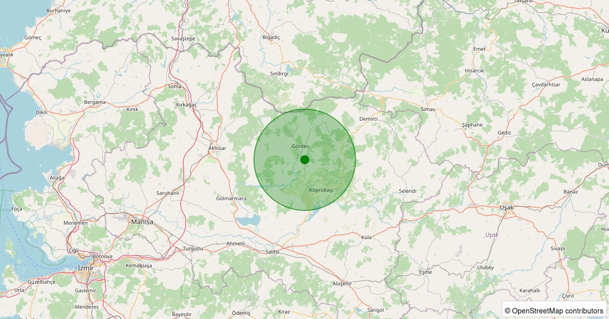 07 Kasım 2025 saat 15:13 - Gördes - Kurtuluş - 1.00ml depreminin harita gösterimi