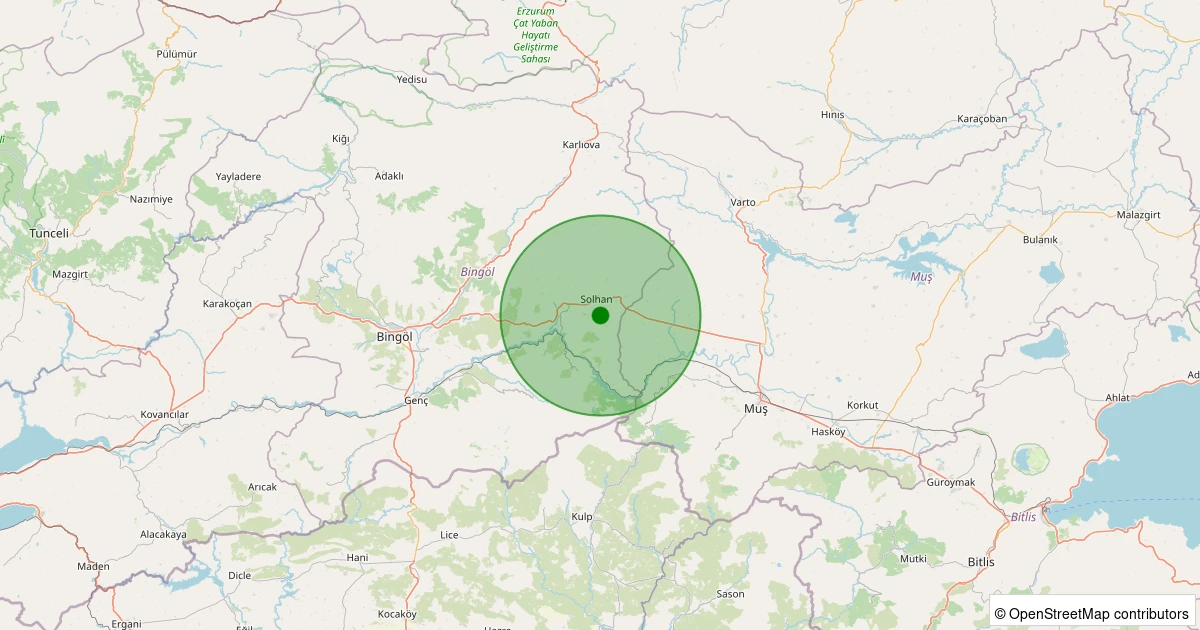 07 Kasım 2025 saat 15:55 - Solhan - Şimşirpınar Köyü - 2.20ml depreminin harita gösterimi
