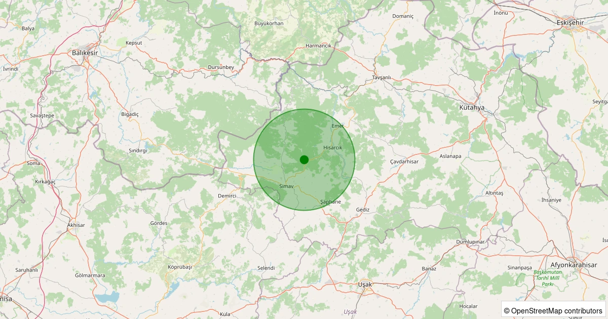 07 Kasım 2025 saat 16:49 - Hisarcık - Karaağıl Köyü - 1.40ml depreminin harita gösterimi