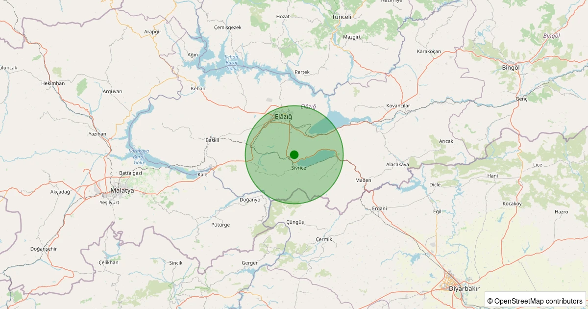 07 Kasım 2025 saat 18:09 - Sivrice - Cünt Köyü - 2.00ml depreminin harita gösterimi